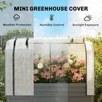 outsunny galvanised raised garden bed with greenhouse cover, close-up detail