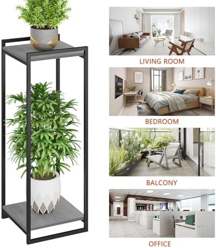 2-tier oak grey plant stand indoor 34" tall, package contents