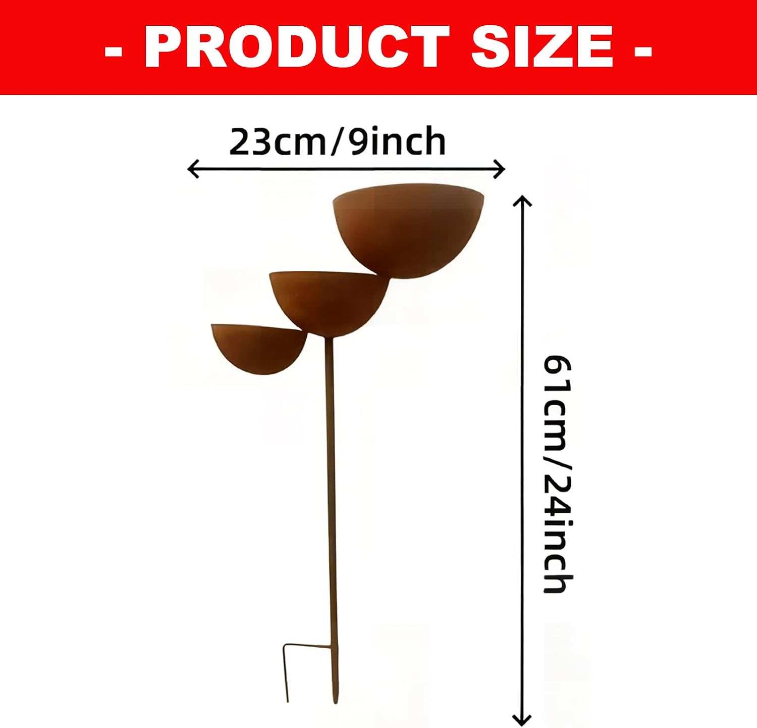 3-Tier Rain Catcher Garden Stake, Antique Bronze Metal Bird Bath & Feeder Bowls, Adjustable Height Cascading Water Station for Outdoor Yard, Lawn, Flower Bed Decor & Wildlife Pollinator Oasis