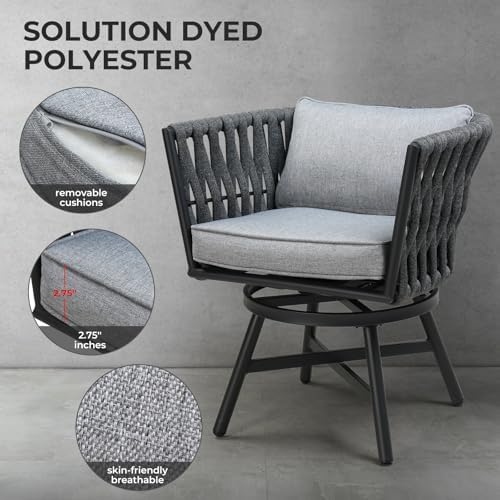 grand patio swivel dining chairs set of 2 showing dimensions