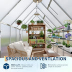 6'x9' aluminum-framed polycarbonate greenhouse, heavy duty polycarbonate greenhouse, close-up detail