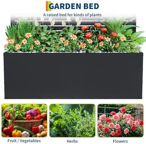 garveelife metal planter box with trellis 71"x47"x16", with, side view