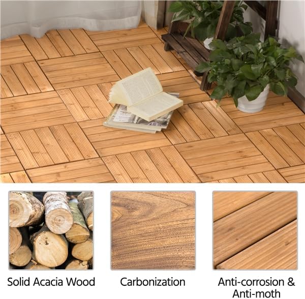 yaheetech 27pcs interlocking deck tiles outdoor patio floor, view 9