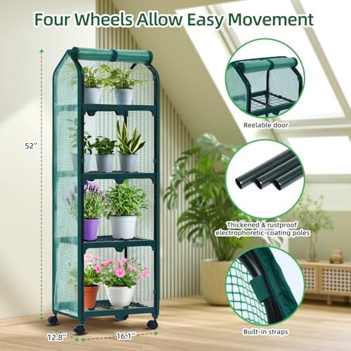 ohuhu mini greenhouse for indoor outdoor, small plastic showing dimensions
