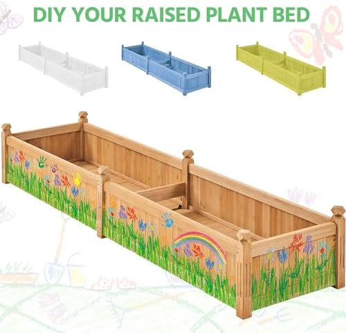 yaheetech 90.5" wooden raised garden bed rectangular planter, front angle view