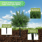bdor 24" artificial norfolk pine topiary bush with showing dimensions