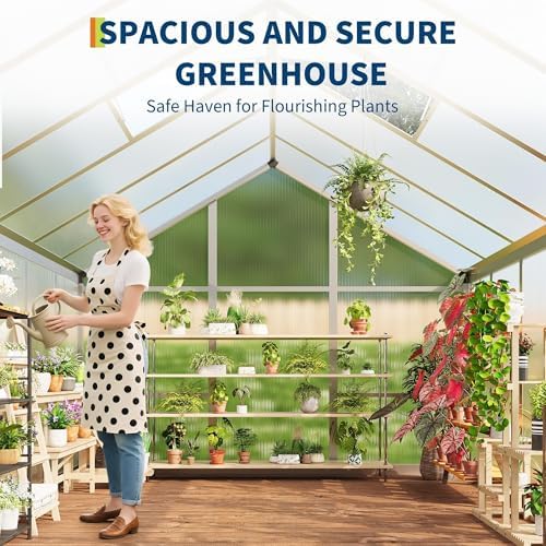 6x10 ft greenhouse, easy assembly aluminum polycarbonate greenhouses shown in use