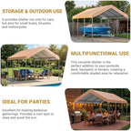 aoxun 10x20 ft heavy duty carport, adjustable height showing dimensions