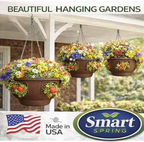 ultimate hanging baskets - strawberry, tomato, flower, and showing dimensions