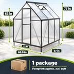 6x6ft aluminum polycarbonate greenhouse kit, elegant black shown in use