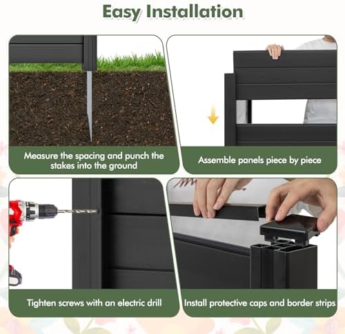 giantex no-dig air conditioner fence, 2 panels, 48''w showing dimensions