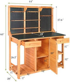 agitree outdoor garden potting bench, horticultural wooden workstation showing dimensions