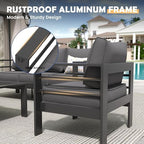 amopatio aluminum patio furniture set with 5'' thick shown in use