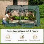 porayhut all-in-one raised garden bed and crop cage showing dimensions