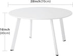 Outdoor Side Table, Outdoor/Indoor Metal Steel Patio Coffee Table, Round Weather Resistant Anti-Rust, White