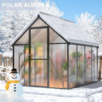 polar aurora 6x8 ft walk-in polycarbonate heavy duty, front angle view