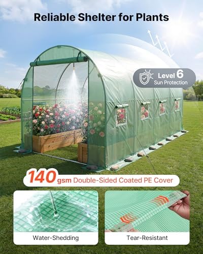 vevor walk-in tunnel greenhouse, 15 x 7 x showing dimensions