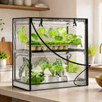 2-tier desktop indoor greenhouse with grow light, 11.8x23.6x23.6, main product view