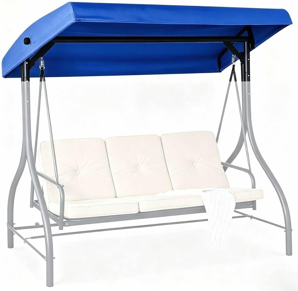 Porch Swing Canopy Replacement Top, 2/3 Seater Hammock Cover Top, Outdoor Swing Canopy Replacement Top Cover, Swing Chair Canopy Replacement for Garden Swing Chair,Blue,92" L x 46.5" W x 9" H