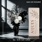 fake flowers for vase, black, white & silver, side view