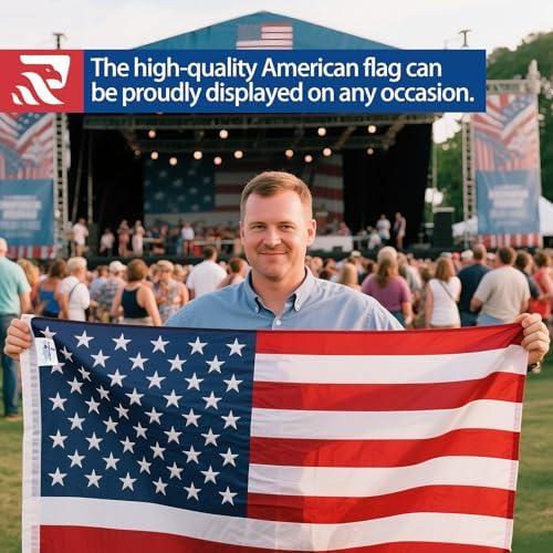 made in usa american flag 4x6ft, heavy duty showing dimensions