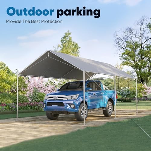 quictent 10x15 ft heavy duty car canopy galvanized, view 9
