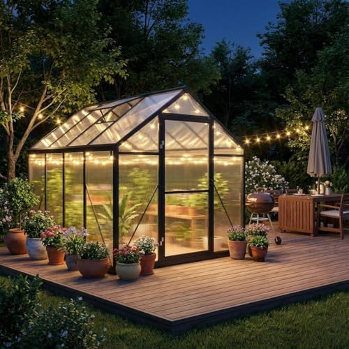garvee 6x8ft walk-in greenhouse, heavy duty large outdoor on a desk or shelf