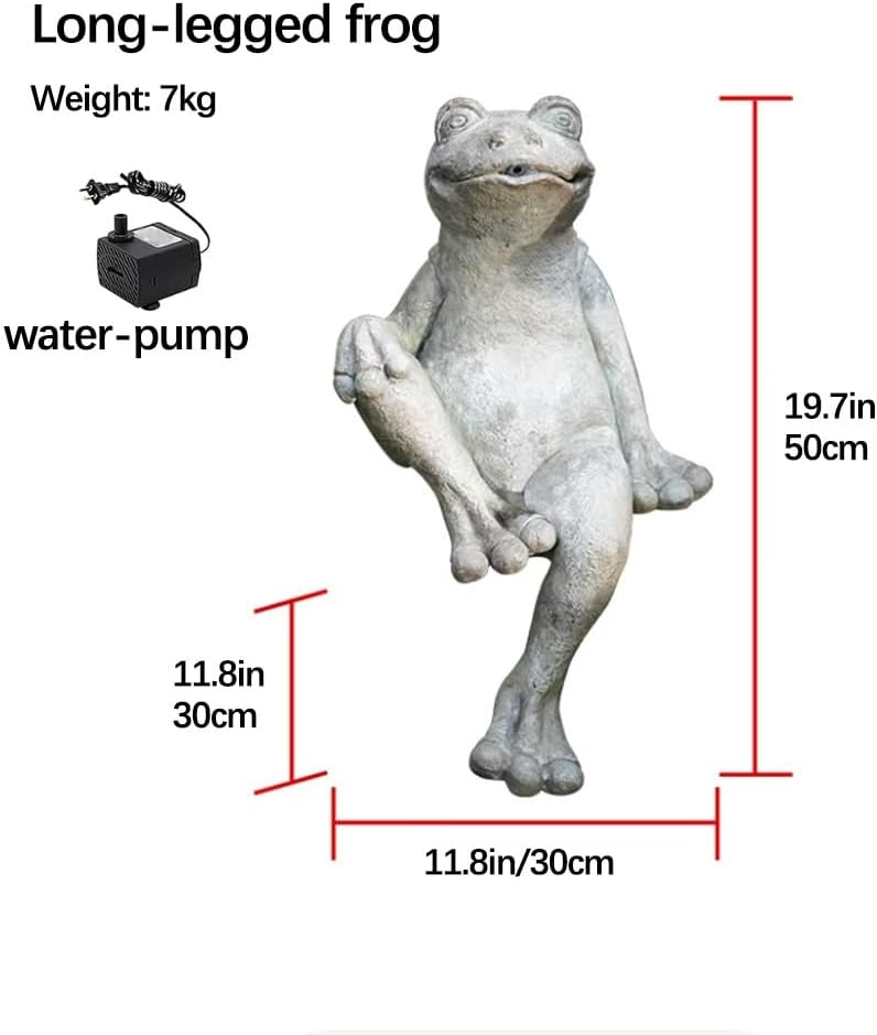 Pond Spitter,Fountain Spitter for Small Pond,Resin Frog Water Spitter Statue, Animal Pond Fountains, Spitters for Small Ponds, Aerating Pond Fountain Pump Attachment,(Long-Legged Frog)