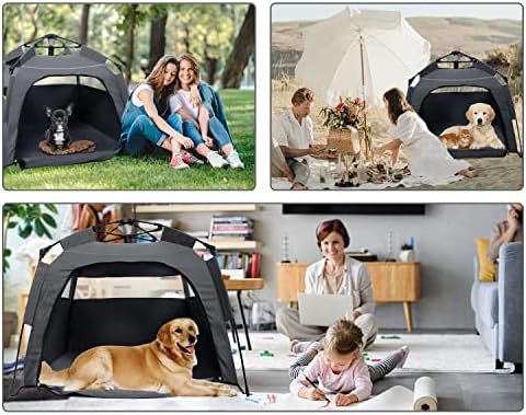 pop up dog tents, plusvivo foldable cool mesh showing dimensions