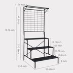 Zhongma 3 Tier Large Heavy Duty Plant Stand with wheels, Tall multi layer Plant Holder with Hanging Plant pot shelf, 35.43 x 33.27 x 80.7inch, Each Tier: 35.43 L x 10.5W, Easy to Hold Large Plant Pot