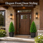 artificial topiary cedar trees, 3ft tall, set of, front angle view