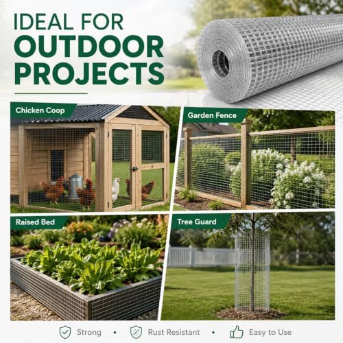 Trenk Hardware Cloth 1/4 inch Wire Mesh Roll 36'' x 100' 23 Gauge | Heavy-Duty Galvanized Chicken Wire Fencing for Garden Fencing, Gopher Mesh, and Small Animal Enclosures