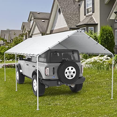 20 ft carport replacement canopy cover garage top, front angle view