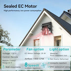 addlon 16" shutter exhaust fan, remote 8-speed 60w, view 9