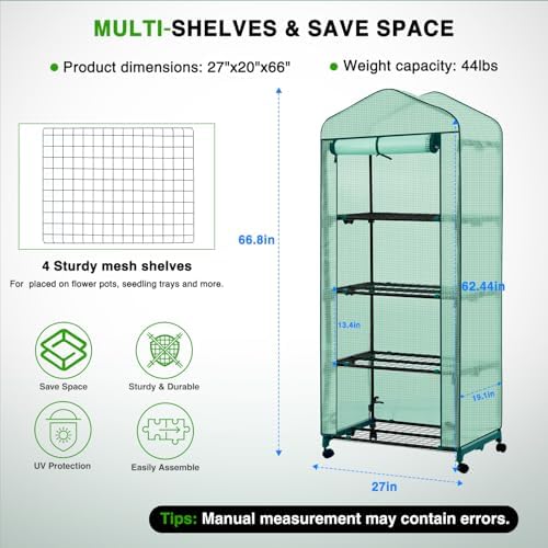 yesker mini greenhouse 27"x20"x63" portable indoor / outdoor shown in use