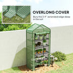 outsunny 5 tier mini greenhouse small portable 76", front angle view