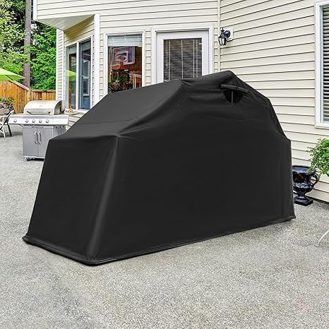 goplus motorcycle shed with expansion bolts, waterproof motorcycle, close-up detail