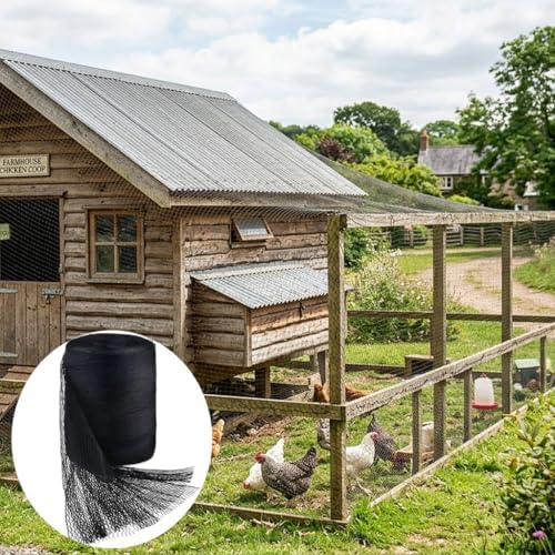 junflying 50x50 ft chicken netting for hawks &, side view