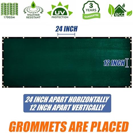 amgo 6' x 25' fence privacy screen, heavy showing dimensions