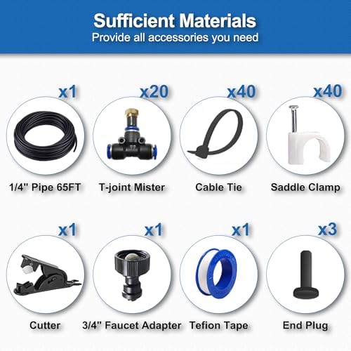 misters for outside patio, 65ft|20m outdoor water misting, package contents
