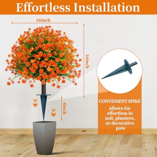 yangrass 2 pack fall artificial flower topiary balls, close-up detail