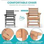 HDPE Dining Chair Set of 2, All-Weather Heavy Duty, Cedar | Patio Dining Chair with Armrests, Wood Grain Texture, Outdoor Furniture for Backyard, Garden