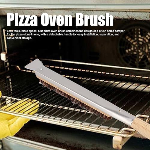 Pizza Oven Brush Scraper Detachable Handle Coconut Fiber Outdoor Accessories