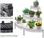 aboxoo 3-tier metal plant stand, stair-step corner shelf, front angle view