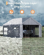 12x20 ft heavy duty carport canopy with sidewalls, close-up detail