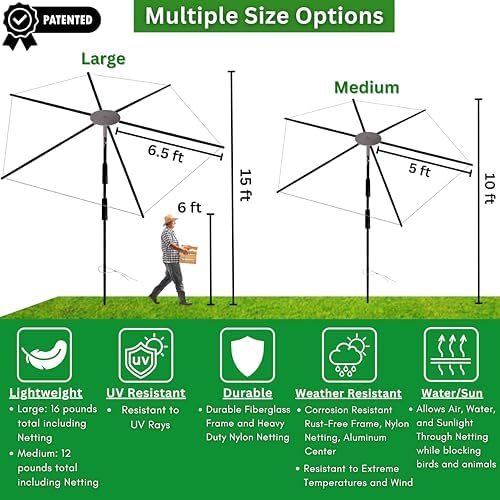 fiberx large fruit tree netting frame kit, 50x50 shown in use