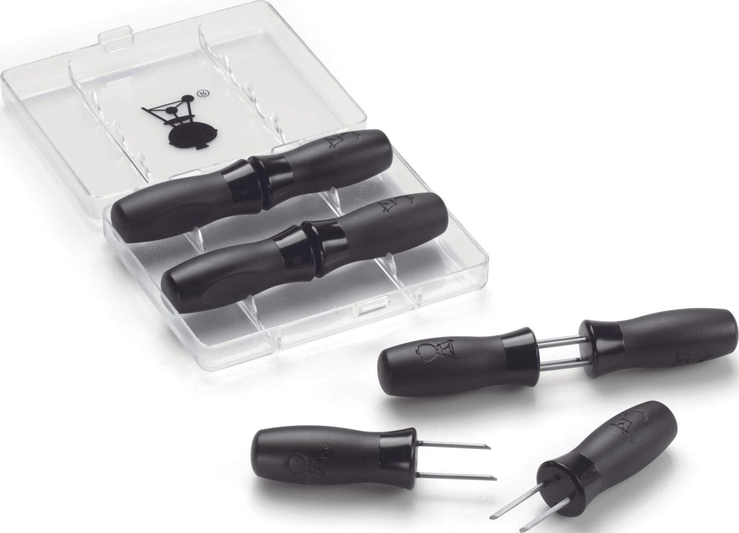 Weber® 8-Piece Corn Holder Set with Storage Case | 8 Corn Picks with Comfortable Nylon Grips & Thumb Grooves, Stainless-Steel Prongs for Safe, Easy Corn‑on‑the‑Cob Eating