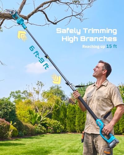 seesii 4-in-1 pole saw & pruning shears combo, close-up detail