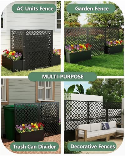 foowin air conditioner fence, 3 panels metal privacy on a desk or shelf