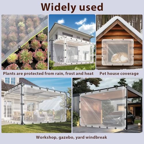 clear tarp 10'x12' 8mil - heavy-duty transparent waterproof, close-up detail